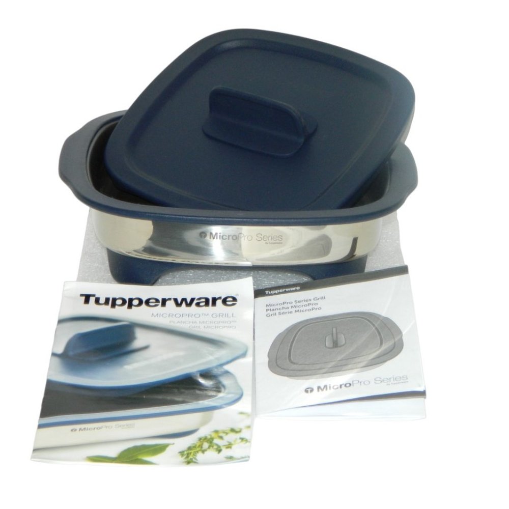 Tupperware MicroPro Grill for Microwave Pot Cooker Grill Blue Silver